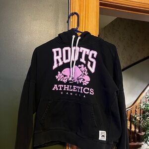 Vintage Roots Black Hoodie with Purple Accents